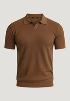 Men's Full Size Textured Knit Polo Shirt Plus Size