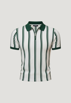 Men's Full Size Classic Striped Zip Collar Polo Shirt Plus Size