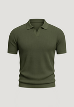 Men's Full Size Textured Knit Polo Shirt Plus Size