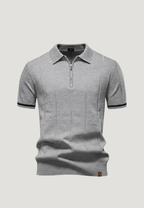 Men's Classic Zip-Neck Knitted Polo Shirt