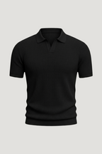 Men's Full Size Textured Knit Polo Shirt Plus Size
