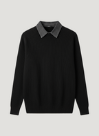 Men's Plus Size Ribbed Knit Collared Neck Sweater