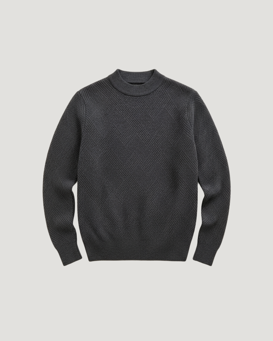 Men's Plus Size Textured Knit Long Sleeve Sweater