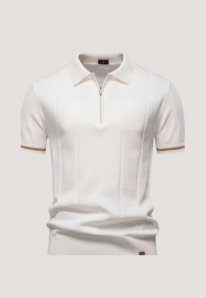 Men's Classic Zip-Neck Knitted Polo Shirt