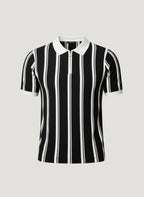 Men's Full Size Classic Striped Zip Collar Polo Shirt Plus Size